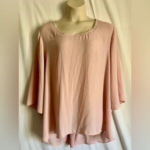 Cato Blush Pink Women's Blouse with Beaded Neckline